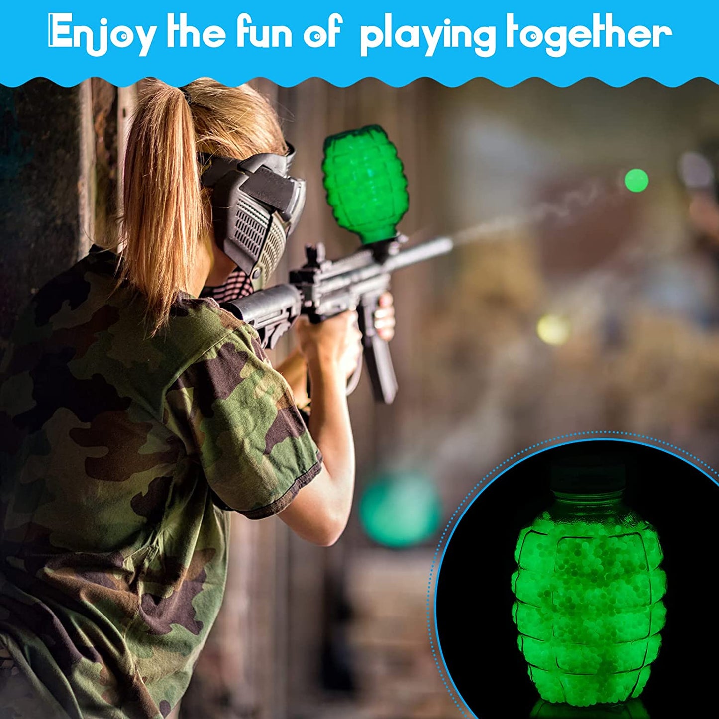 Luminous Water Balloon Bullets Gel Ammo (10000pcs, Bomb Bottle, 7-8mm) Fluorescent Marbles for Fluorescent Blasting Gel Ball Blasting Bullets, Decorations