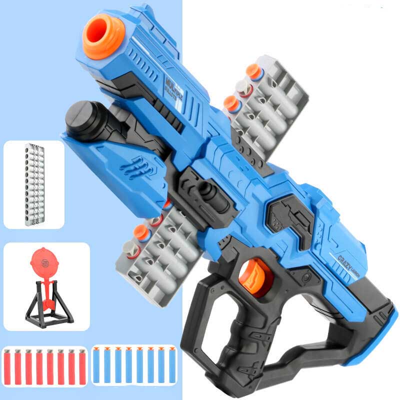 XH Manual Clip-Fed Sci-Fi Foam Dart Blaster w/ Target-Kublai-blue-Kublai