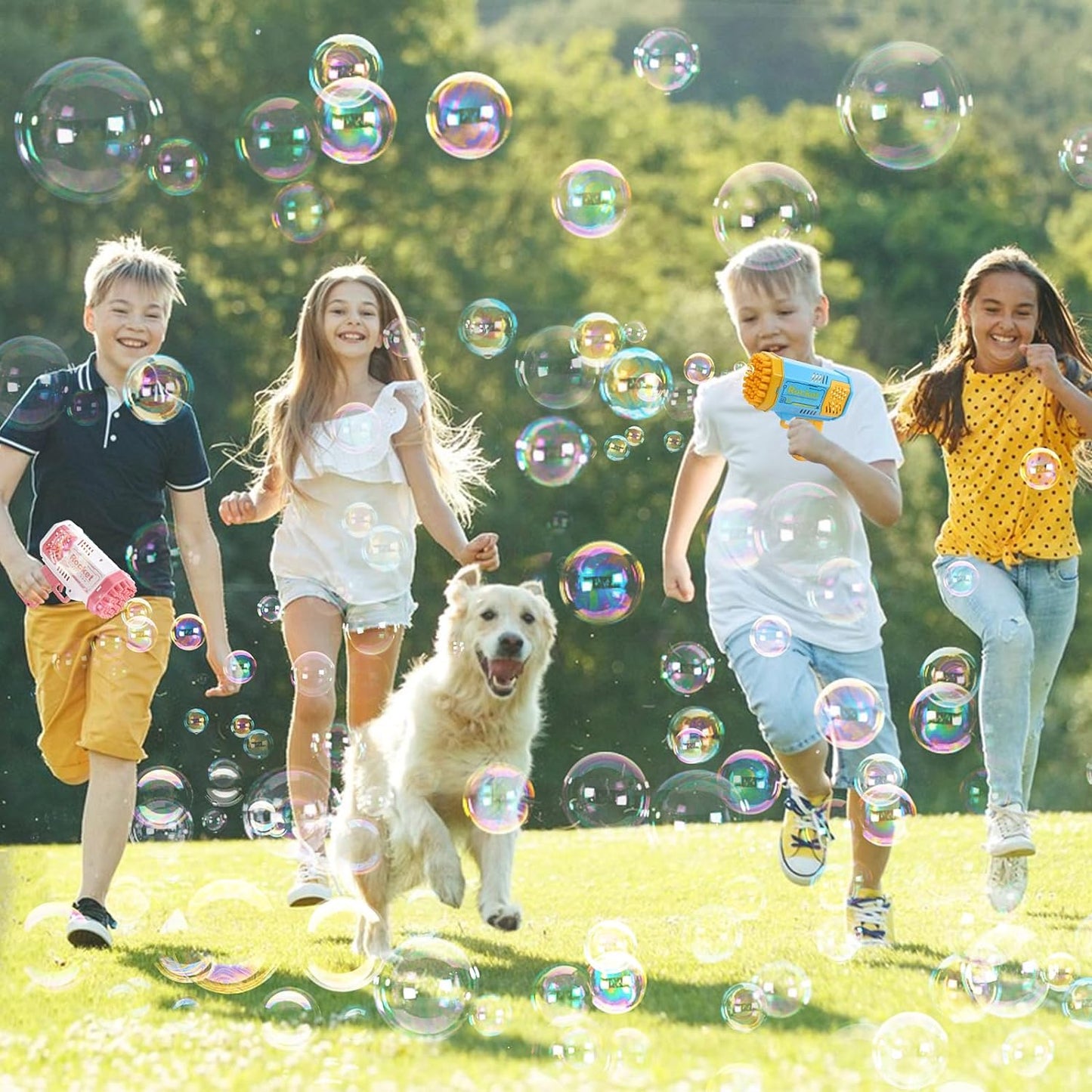 2-Pack 40-Hole Bubble Gun with Flashlight, Rocket Launcher Bubble Machine Bubble Blower Bubble Maker Bazooka Bubble Gun Kids Toy Gifts for Outdoor Indoor Birthday Wedding Party (US Stock)-Biu Blaster-Uenel