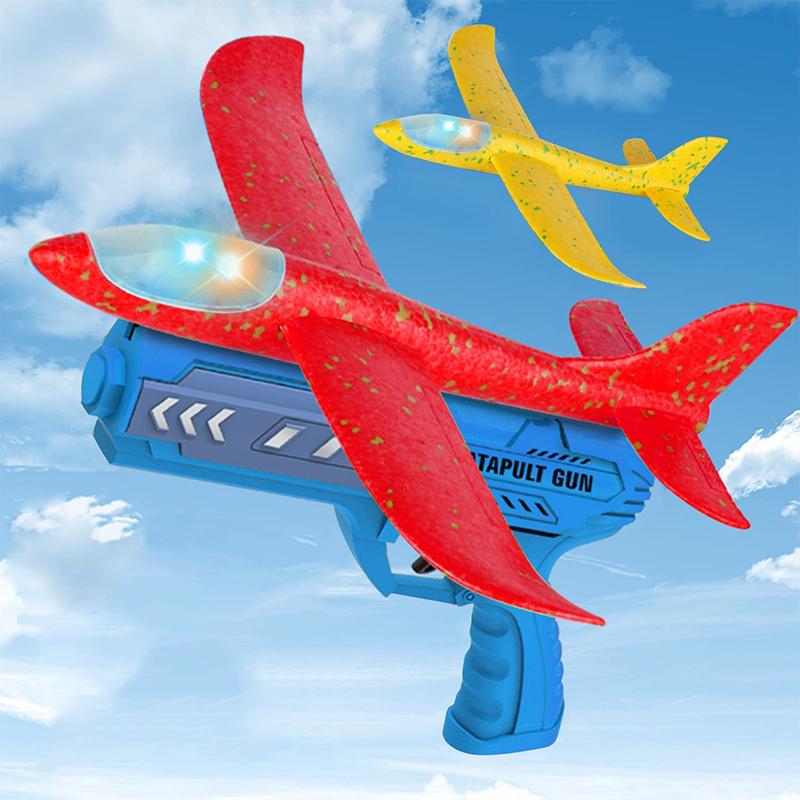 Children Foam Plane Launcher Toy Outdoor Catapult Gun 15M Range Airplane Shooting Roundabout Sports