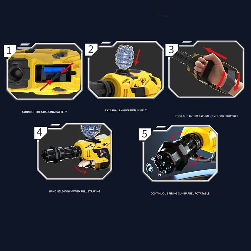 Hopper-Fed Electric Handheld Gatling Splatter Ball Gun-Kublai-Kublai