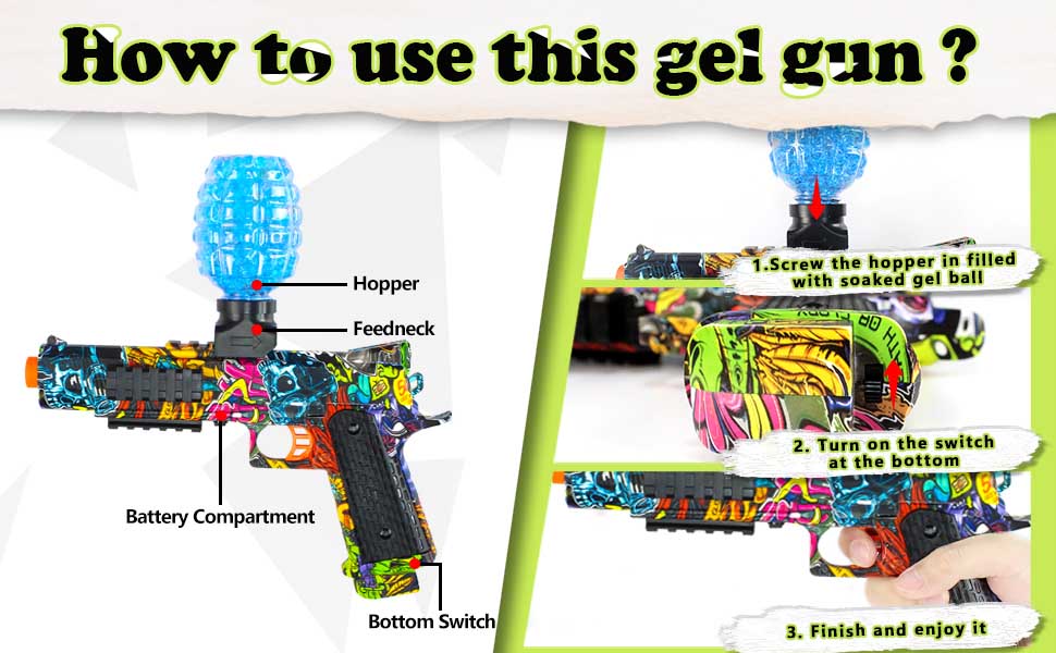 CS006 1911 Graffiti Color Electric Hopper-Fed Gel Ball Blaster