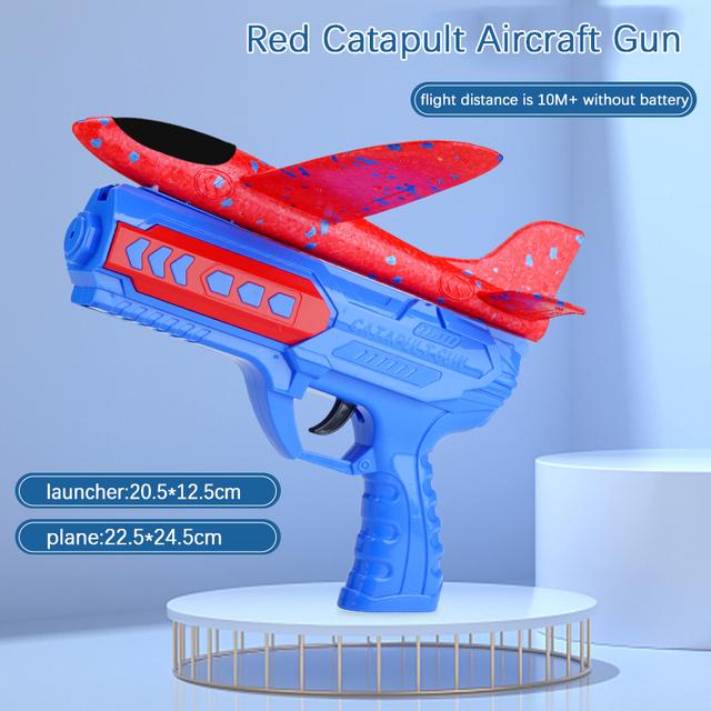 Children Foam Plane Launcher Toy Outdoor Catapult Gun 15M Range Airplane Shooting Roundabout Sports