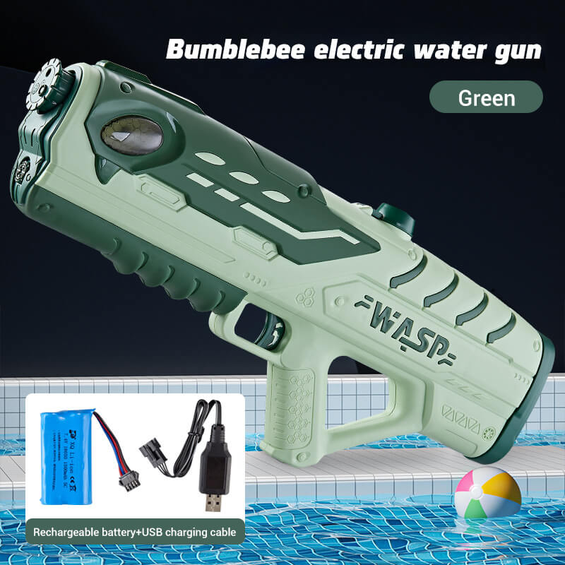 WASP Fully Automatic Water Gun 3-Nozzle Electric Toy One Click Water Injection-Biu Blaster-green-Uenel