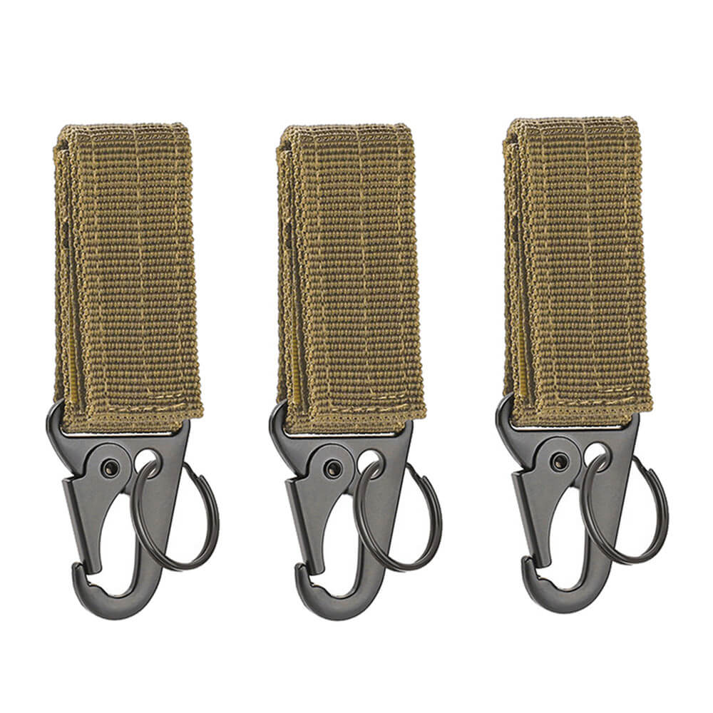 3 Pcs Tactical Carabiner Outdoor EDC Keychain Keys Holder Camping Backpack Belt Hook Hanging Buckle Muilter Clip-Tactical Accessories-Kublai-3pcs khaki-Kublai
