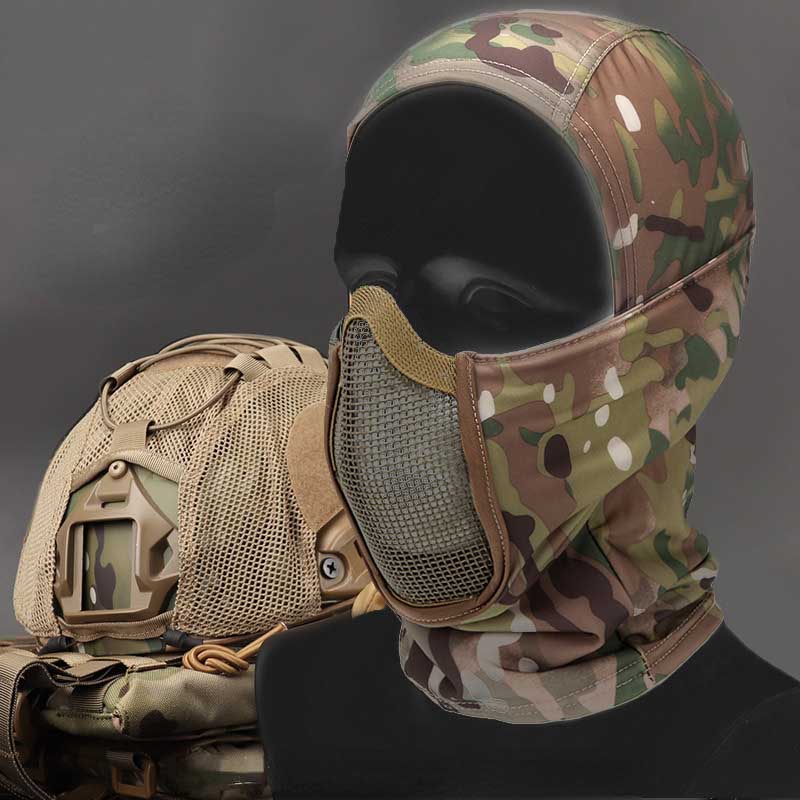 Steel Mesh Breathable Fan Tactical Headgear CS High Elastic Fabric Breathable Perspiration Camouflage-Biu Blaster-Uenel