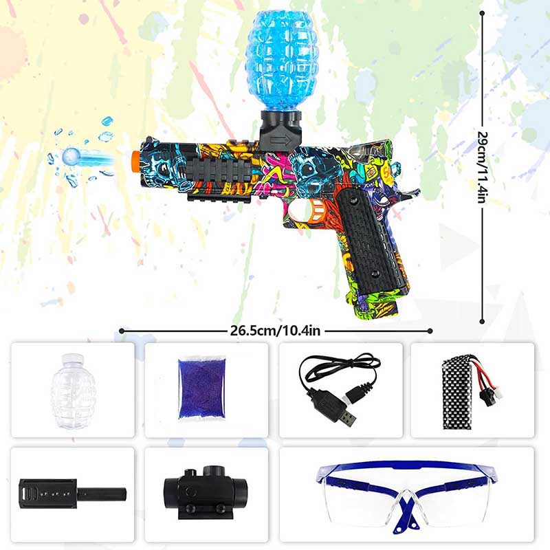 CS006 1911 Graffiti Color Electric Hopper-Fed Gel Ball Blaster