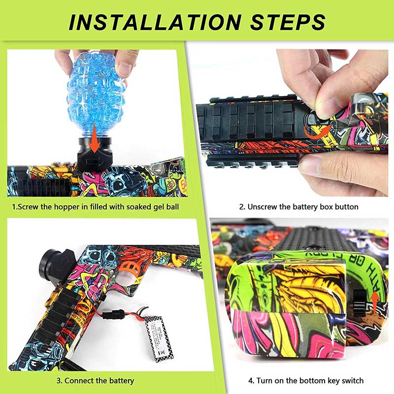 CS006 1911 Graffiti Color Electric Hopper-Fed Gel Ball Blaster