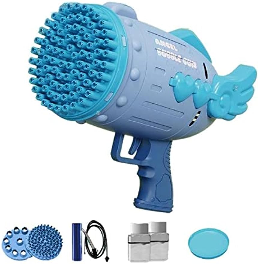 Electric Angel Bubble Gun with 11-Hole & 91-Hole Head-Biu Blaster-Blue-Uenel