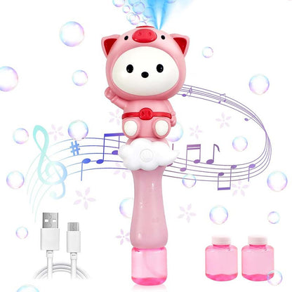 Sound & Light Piglet Bubble Wand with Solution Bubble Machine Blower Maker