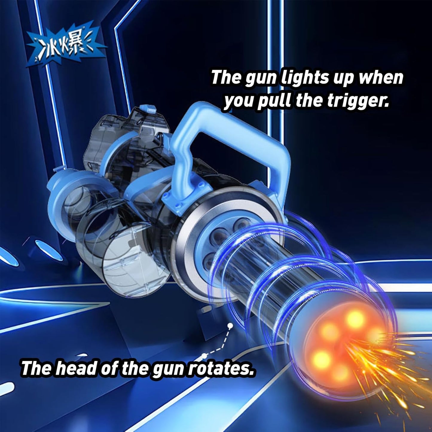 Ice Explosion Gatling Electric Water Gun-Sapphire Blue