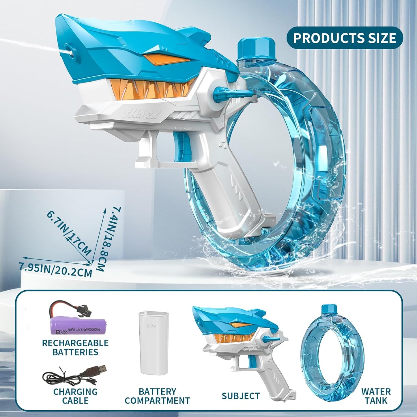 Electric Shark Water Guns-Blue
