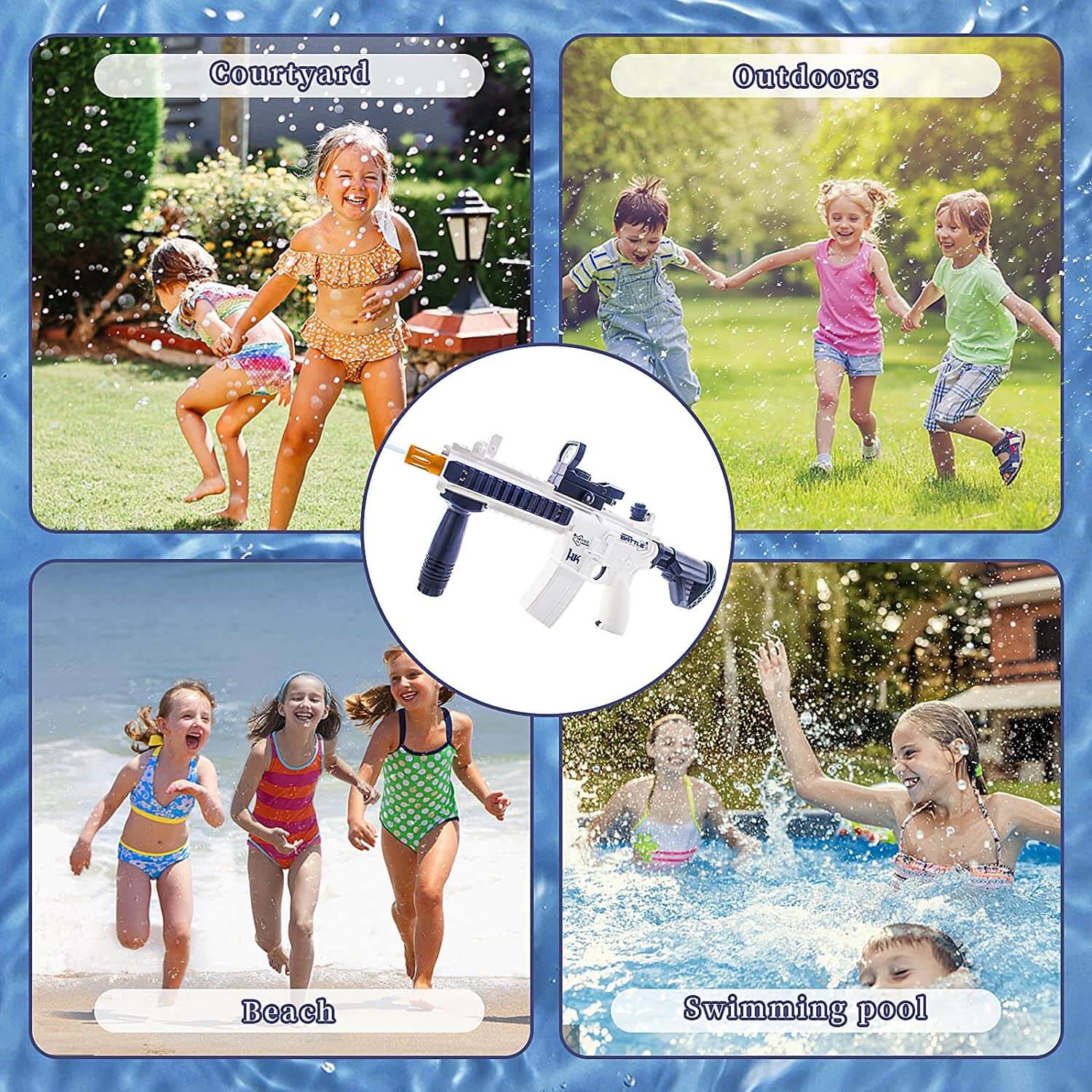Outdoor Summer Toys Electric Water Blaster Automatic Squirt Gun (US Stock)-Biu Blaster-Uenel