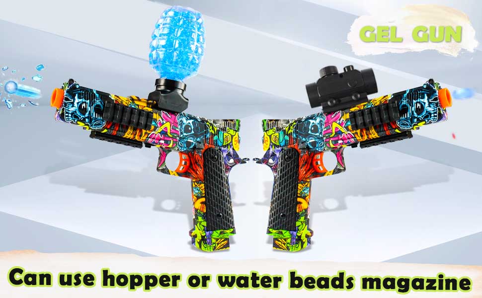 CS006 1911 Graffiti Color Electric Hopper-Fed Gel Ball Blaster