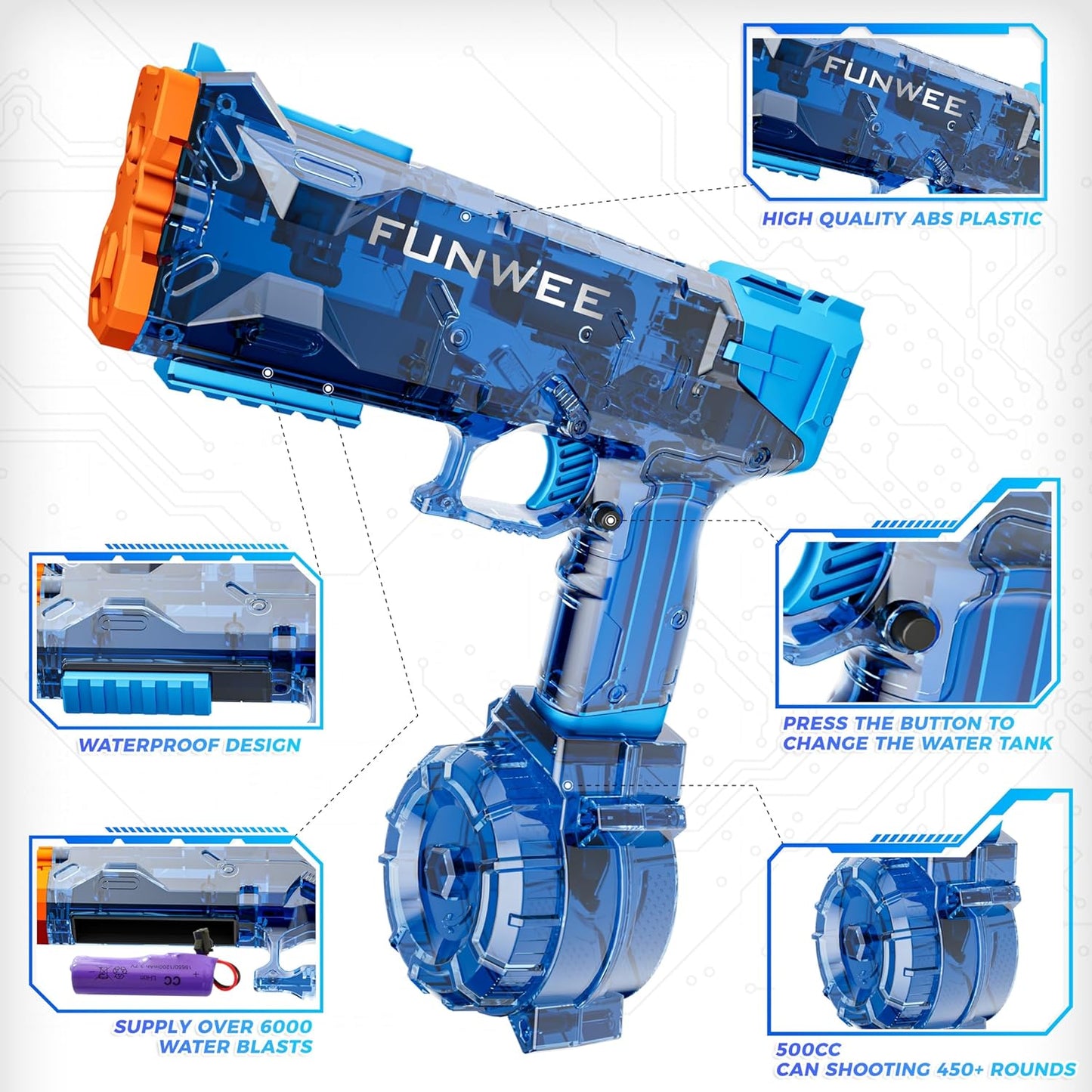 High Powered Automatic Classic Water Gun -Blue