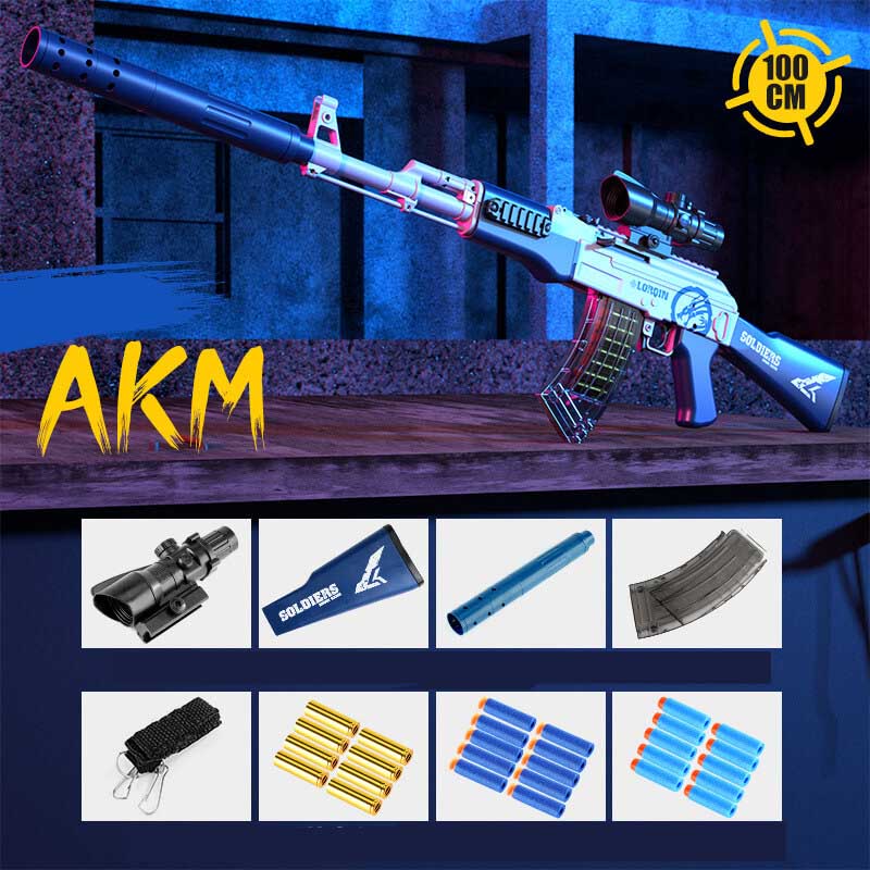 LC AKM Manual Mag-Fed Shell Ejecting Dart Blaster
