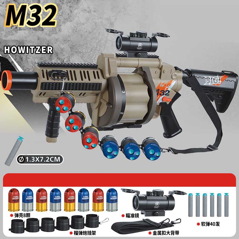 M32 6-Rounds Triple-Shots Grenade Launcher Foam Dart Blaster