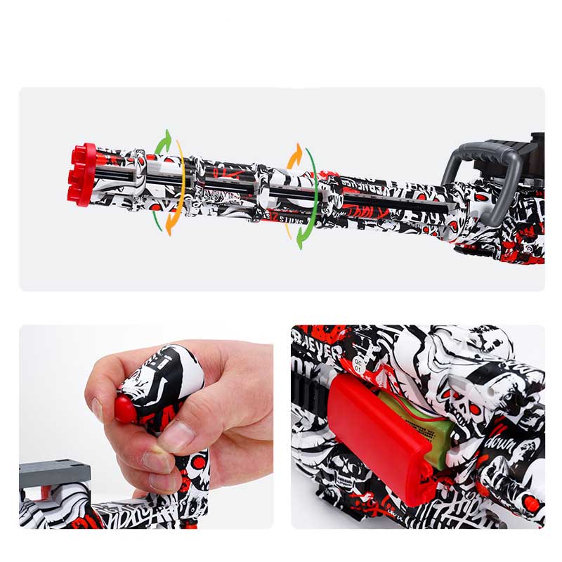 Graffiti Hopper-Fed Large Gatling Electric Splatter Ball Toy Gun
