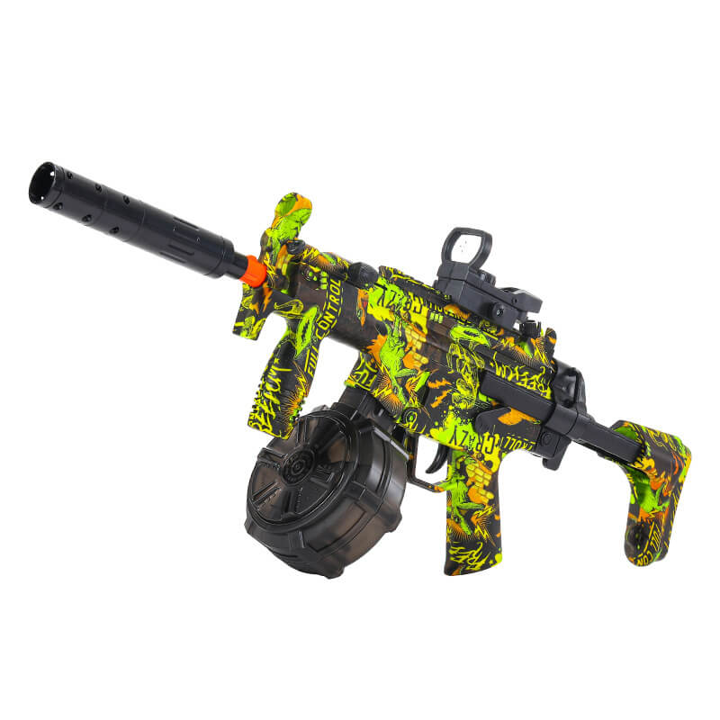 Electric Gel Ball Blaster MP5-K Drum Fed Graffiti Kids Toy-Kublai-with telescopic stock-Kublai