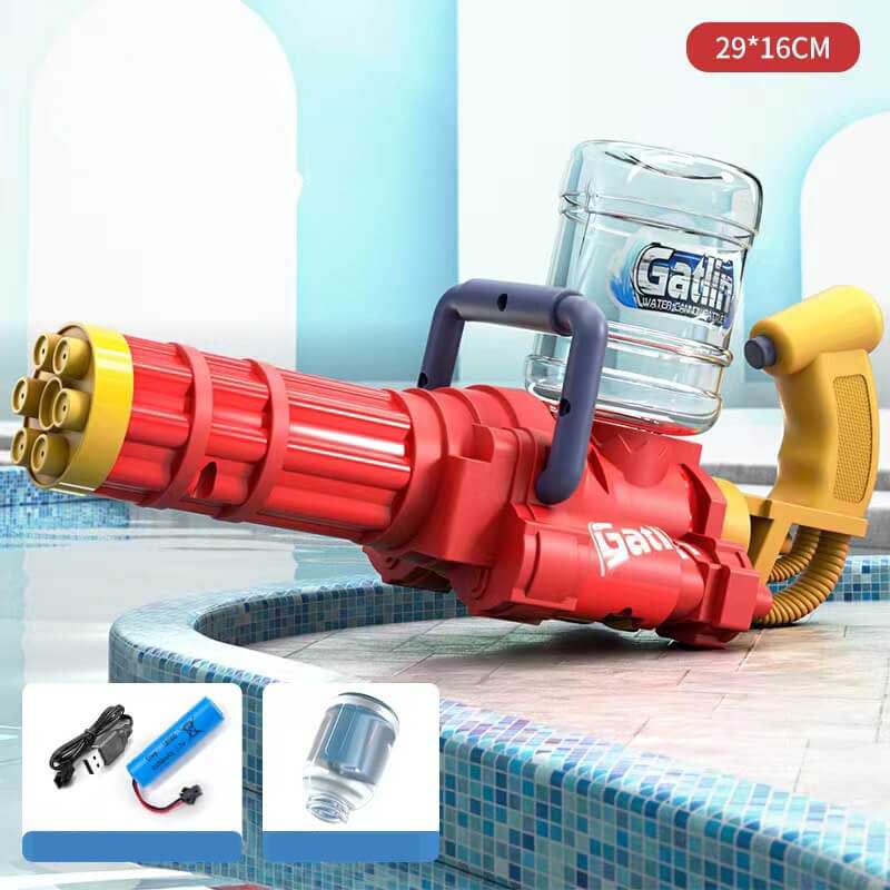 High Pressure Large Capacity Electric Gatling Water Splash Squirt Gun-Biu Blaster-red-Uenel