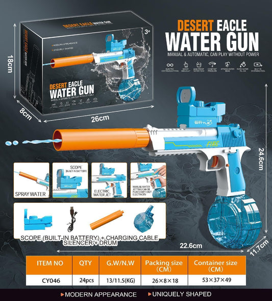 Electric continuous water gun Desert Eagle linkage version-Clear Blue