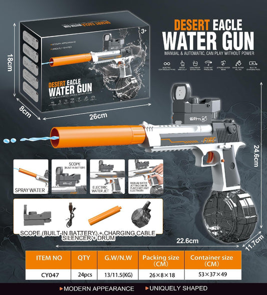 Electric continuous water gun Desert Eagle linkage version-Clear Gray