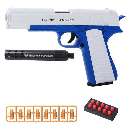 M1911 Shell Ejecting Sponge Soft Bullet Dart Blaster-Kublai-blue white-Kublai