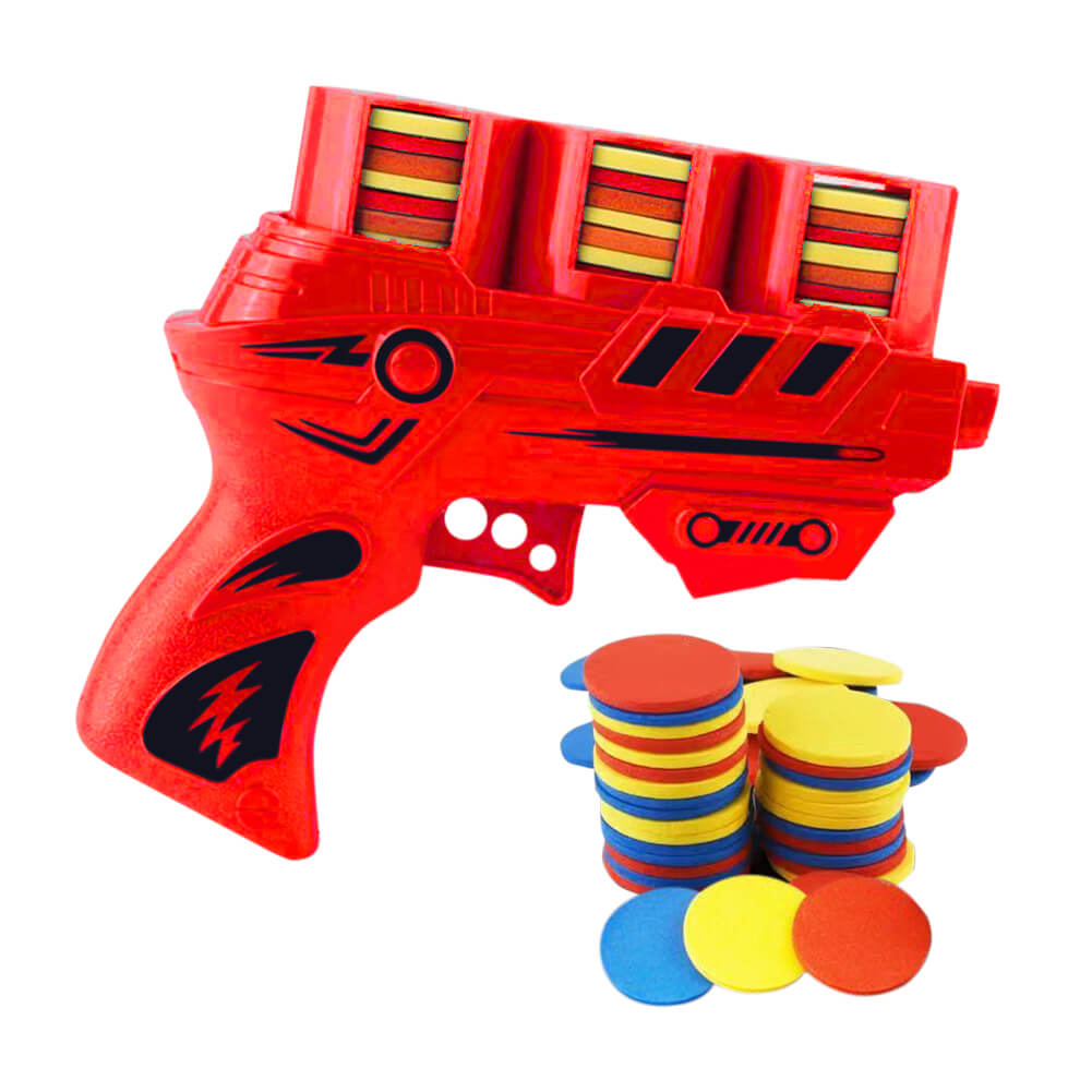 Flying Foam Disc Launcher Shooter Toy Gun Creative Design Kids Toys-Kublai-red-Kublai