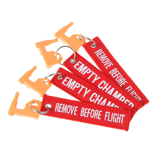 2pcs Remove Before Embroidery AR15 Safety Tag Label Key Fobs Keychain Luggage Tag