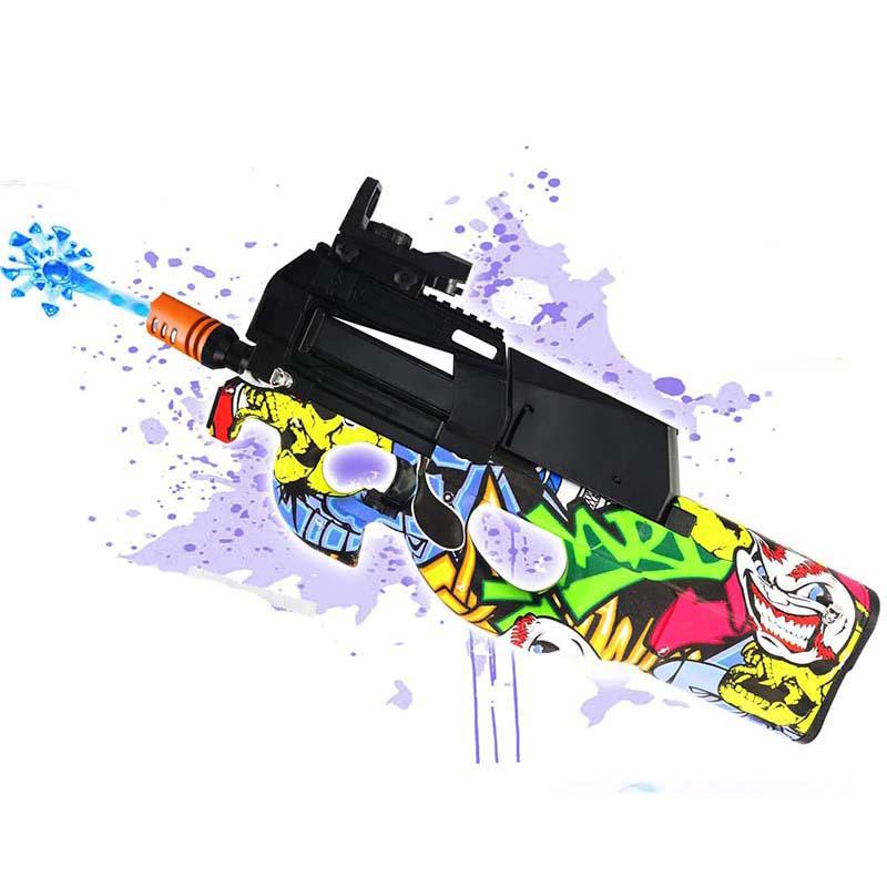P90 Gel Ball Blaster Electric Splatter Ball Toy - Graffiti Color Orange Tip-gel blaster-Kublai-Kublai