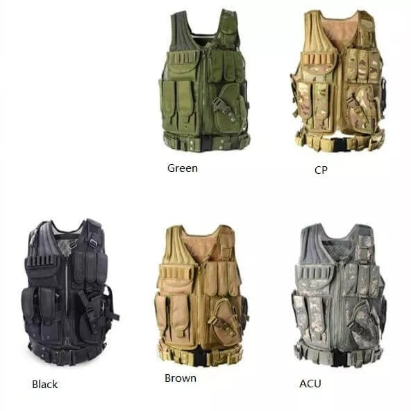 Multi-Pocket SWAT Tactical Vest-玩具/游戏-Biu Blaster-Brown-Biu Blaster