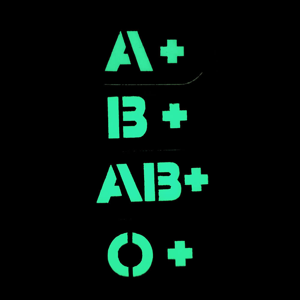 A B O Positive Blood Type IR Reflective Patch Military Tactical Hook and Loop Fastener Patches Badge for Backpacks Hat 5x2.5cm-Tactical Accessories-Kublai-Kublai