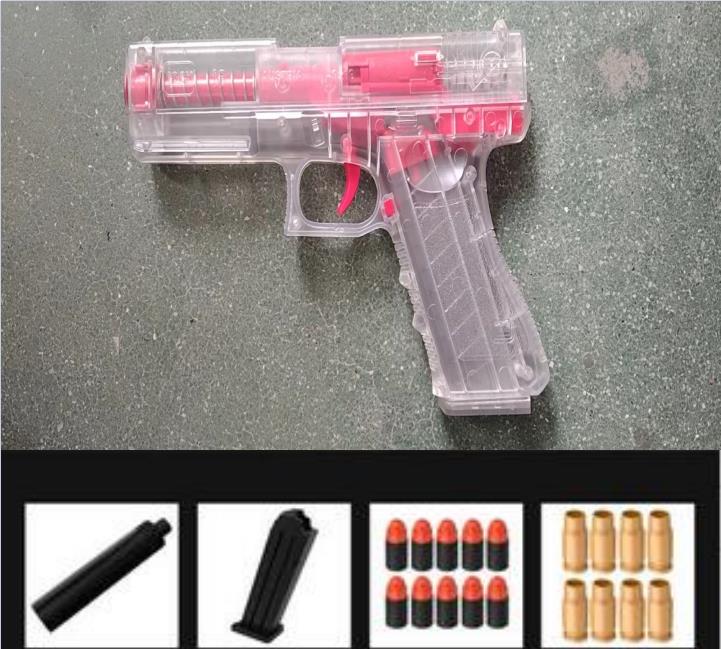 Transparent Dart Blaster Toy Gun with Ejecting Shells-foam blaster-Kublai-transparent red-Kublai