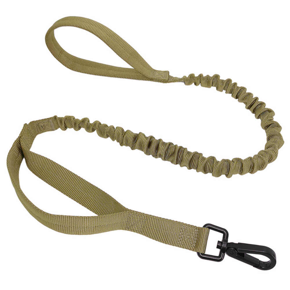 Tactical Bungee Military Adjustable Dog Leash Quick Release Elastic Leads Rope with 2 Control Handle-Tactical Accessories-Kublai-khaki-Kublai
