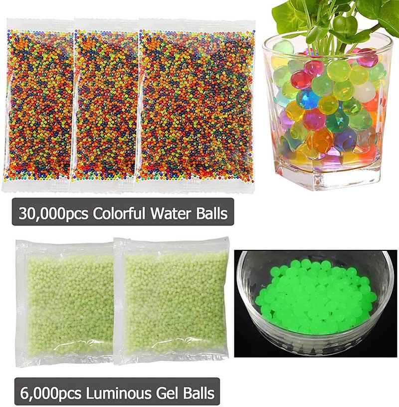 7-8mm 2Packs Glowing + 3Packs Mix Color Gel Balls + Loading Cap (US Stock)-water beads-Kublai-Kublai