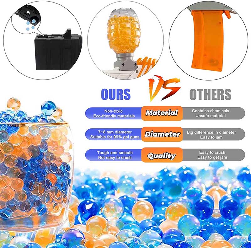4 Packs Blue + 4 Packs Orange 80000Pcs Gel Ball Beads 7-8mm (US Stock)-gel balls-Biu Blaster-Biu Blaster