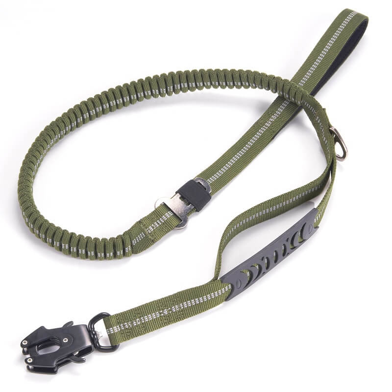 Medium Large Dogs Elastic Bungee Leash Shock Absorption Two Handles Heavy Duty With Car Safety Clip-Tactical Accessories-Kublai-green-Kublai