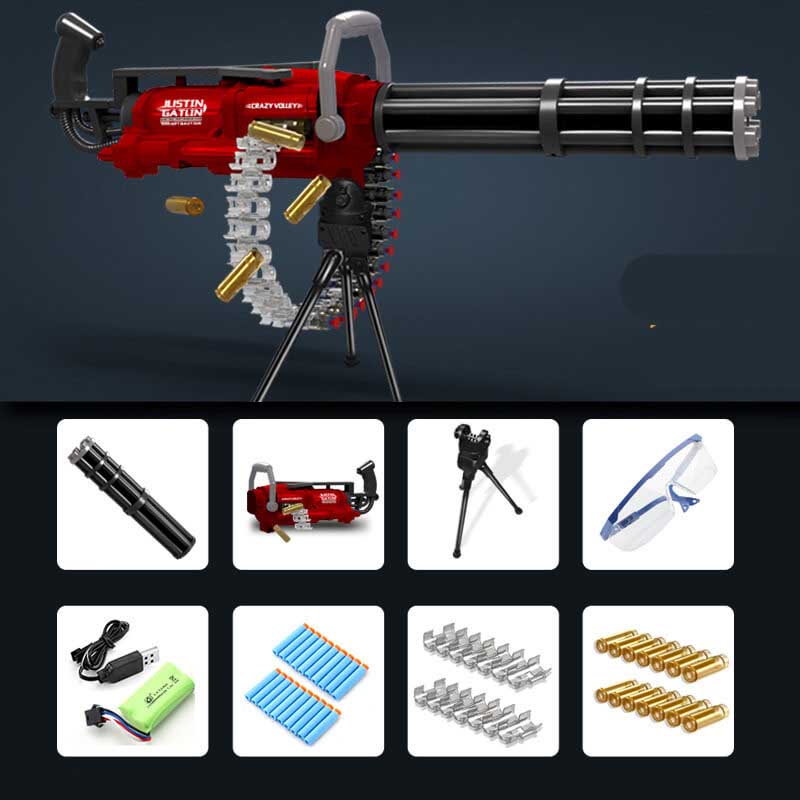 Electric Shell Ejecting Gatling Dart Blaster-foam blaster-Biu Blaster-red-USA-Biu Blaster