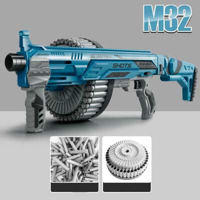 Fire Bull M32 Pyro Dart Blaster-foam blaster-Biu Blaster-blue-USA-Biu Blaster