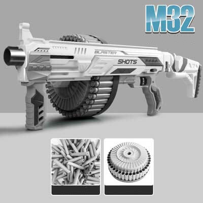 Fire Bull M32 Pyro Dart Blaster-foam blaster-Biu Blaster-white-USA-Biu Blaster
