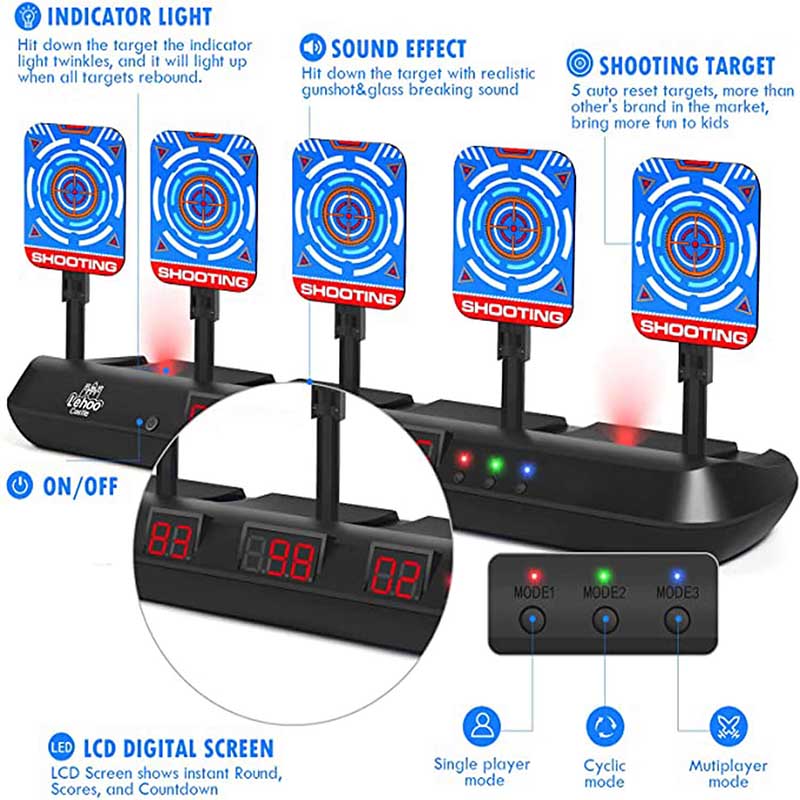 Electronic Scoring Auto Reset Running Shooting 5 Targets-target-Biu Blaster-Uenel