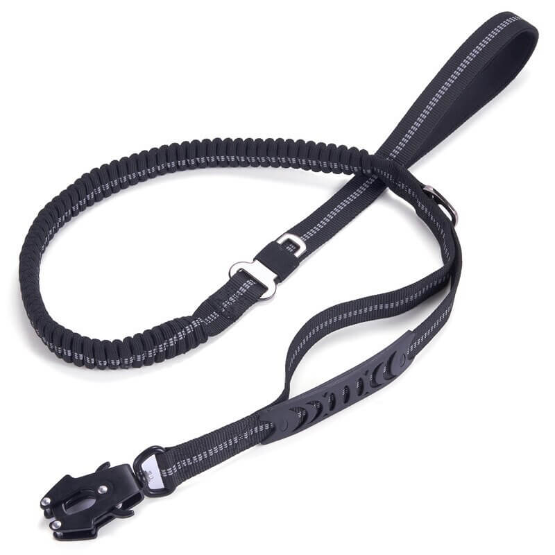 Medium Large Dogs Elastic Bungee Leash Shock Absorption Two Handles Heavy Duty With Car Safety Clip-Tactical Accessories-Kublai-black-Kublai