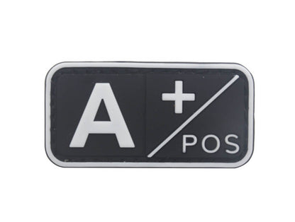 A B AB O Rh + - Positive Negative 3D PVC Blood Type Patch Military Hook and Loop Sew on Patches Badge for Backpacks 5x2.5cm-Tactical Accessories-Kublai-black-pos A-Kublai