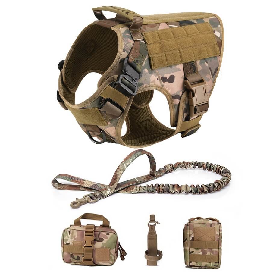 Tactical Training Vest Dog Harness and Leash Set For All Breeds Dogs 1000D-Tactical Accessories-Kublai-cp-M-Kublai