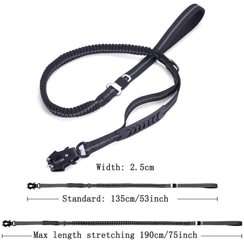 Medium Large Dogs Elastic Bungee Leash Shock Absorption Two Handles Heavy Duty With Car Safety Clip-Tactical Accessories-Kublai-Kublai