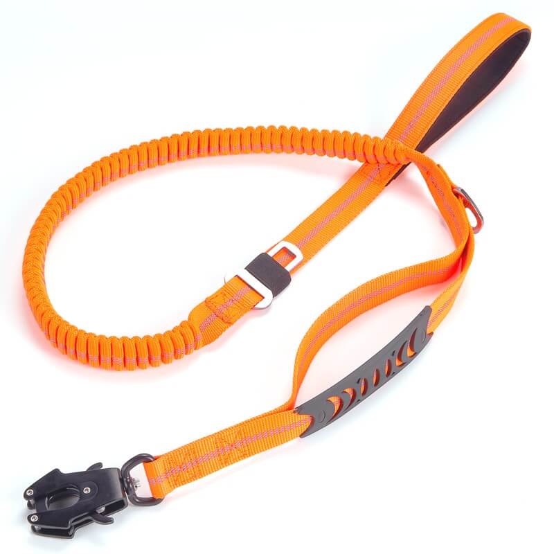 Medium Large Dogs Elastic Bungee Leash Shock Absorption Two Handles Heavy Duty With Car Safety Clip-Tactical Accessories-Kublai-orange-Kublai