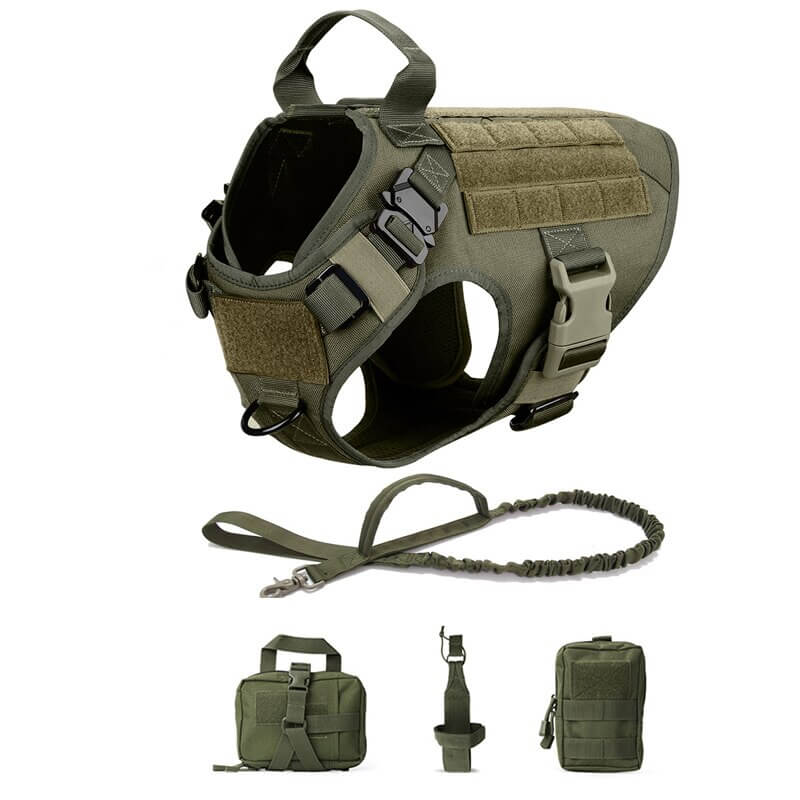 Tactical Training Vest Dog Harness and Leash Set For All Breeds Dogs 1000D-Tactical Accessories-Kublai-green-M-Kublai