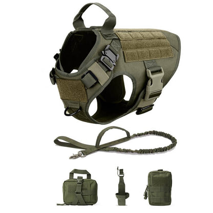 Tactical Training Vest Dog Harness and Leash Set For All Breeds Dogs 1000D-Tactical Accessories-Kublai-green-M-Kublai