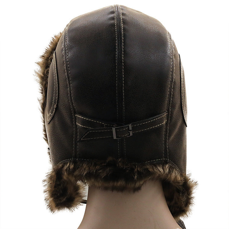 Men Bomber Winter Hats Russian Ushanka Cap with Goggles fleece Women Headgear Faux Leather Fur Snow-clothing-Biu Blaster-Uenel