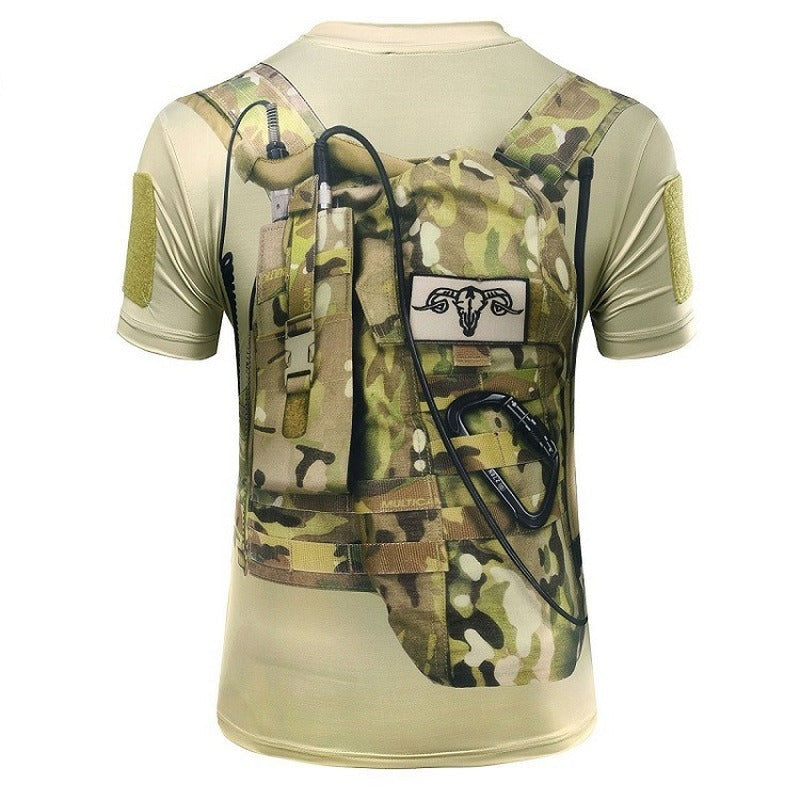 Outdoor sports recreational cycling elastic quick-drying tights army fan training 3D camouflage short-sleeved T-shirt-clothing-Biu Blaster-Uenel